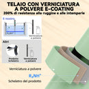Set Bistrò con Due Sedie e Tavolo da Giardino Ø58x70 cm Pieghevoli in Metallo Verde Chiaro      