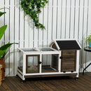 Conigliera da Esterno 108x58x73,5 cm con Tetto Apribile e Ruote in Legno Marrone  