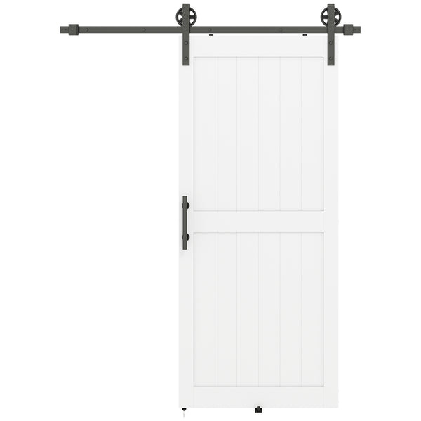 Porta Scorrevole in Stile Country con Binario 91,5x 213,4A cm in Legno e Acciaio Bianco e Nero sconto