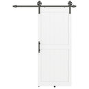 Porta Scorrevole in Stile Country con Binario 91,5x 213,4A cm in Legno e Acciaio Bianco e Nero   
