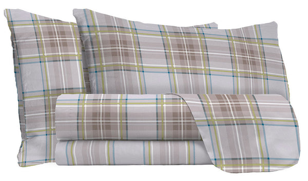 sconto Set Lenzuola Matrimoniale con Stampa Sopra Sotto e Federe in Cotone Athena Edi Verde/Blu