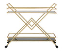 Carrello Glam Piramid 90x40x80 cm in Ferro e Specchio e MDF Oro e Nero