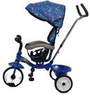 Triciclo Passeggino con Seggiolino Reversibile per Bambini Blu