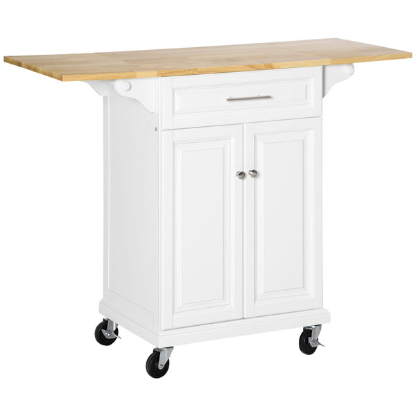 sconto Desserte Cuisine Extensible 1 Tiroir 2 Portes 119,6x45,7x91,2 cm avec Roulettes Blanc