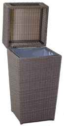 Pattumiera da Esterno Quadrata in Polyrattan 45,5x45,5x89 cm Atlanta Grigio