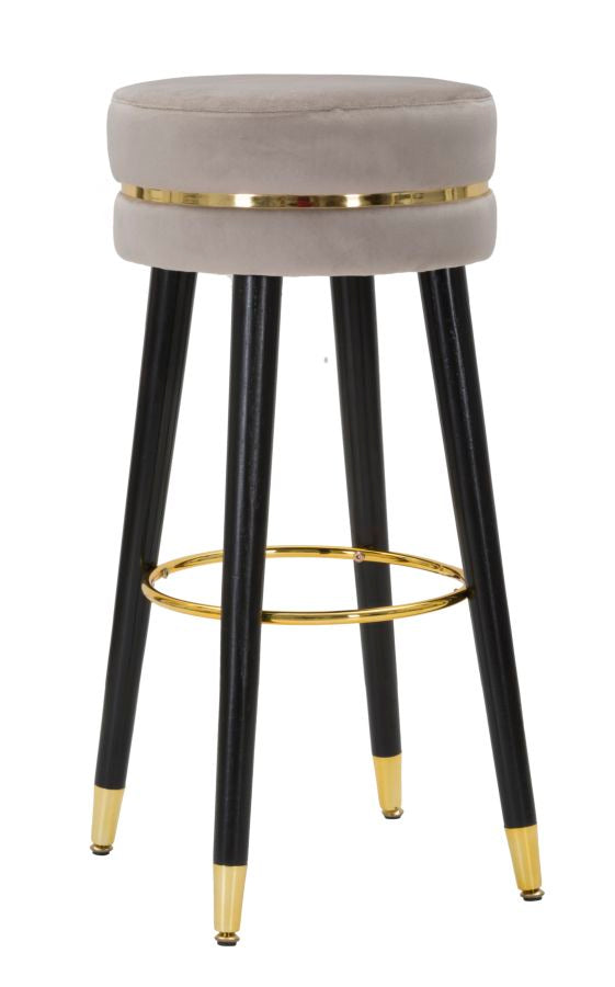 Tabouret de Bar Paris Ø35x74 cm en Bois et Tissu Velours Gris prezzo