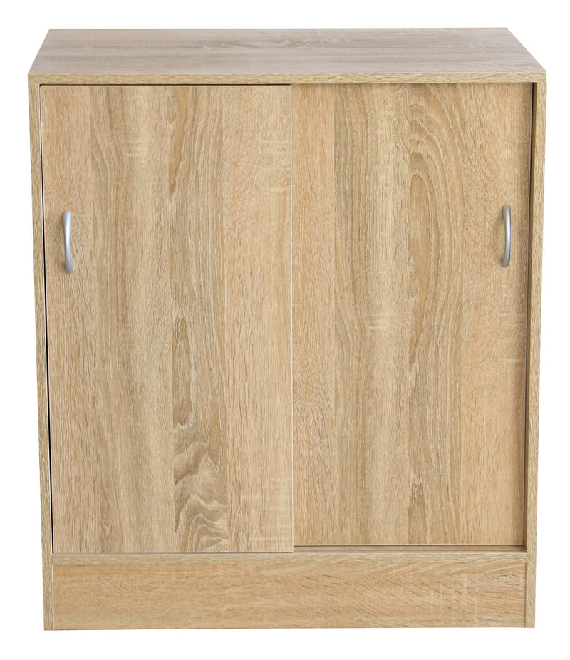 Mobiile 2 Ante Scorrevoli 3 Ripiani 60x30x71 cm in PB e Carta Sonoma