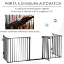 Cancellino per Cani Taglia Piccola e Media Pieghevole a 5 Pannelli 300x3x74,5 cm in Metallo e Plastica Nero