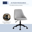 Sedia Operativa da Ufficio 50x58x77-85 cm in Tessuto Effetto Velluto Grigia