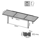 Tavolo Formentera 200/300x100x74 h cm in Alluminio Tortora