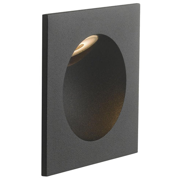 Spot de balisage carré en aluminium noir, encastrable au mur, LED, lumière chaude de 2 watts acquista