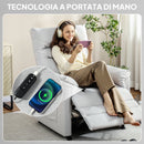 Poltrona Reclinabile con Riscaldamento, 8 Punti Massaggio e 5 Modalità 82x99x106 cm in Tessuto Effetto Velluto Grigio Chiaro   