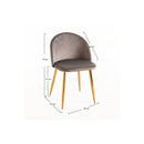 Set 4 Sedie Imbottite 38x43x74 cm in Vellluto Velvet Grigio e Oro