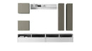 Parete Attrezzata Mobili Salotto con 4 Mobili Sospesi 2 Mobili Tv 1 Mensola 278x41x205cm TFT  Boost Bianco e Beige