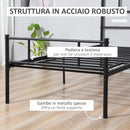 Struttura Letto Singolo 90x200 cm in Acciaio con Doghe Integrate Nero