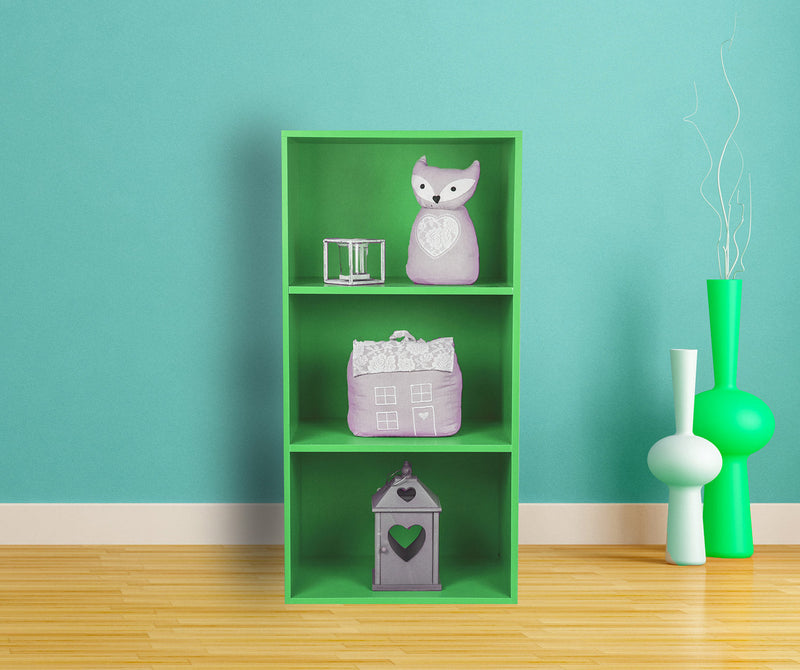 Libreria Modulare 3 Ripiani 40x29,5x80 cm in Pannello Truciolare Verde