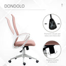 Sedia da Ufficio Ergonomica 62x56x110-119,5 cm Altezza Regolabile e Dondolo Seduta in Tessuto Elastico Rosa  