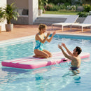 Tappetino Gonfiabile Ginnastica 305x102x10 cm con Pompa Elettrica e Borsa Trasporto in PVC Rosa      