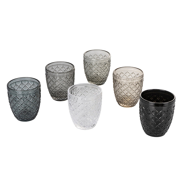 Lot de 6 verres à eau Castle Stones en verre gris Villa d'Este Home Tivoli acquista