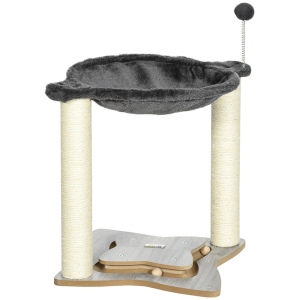 Griffoir pour chat 53,55x53,5x66 cm avec hamac en peluche poteaux en sisal gris prezzo