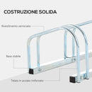 Rastrelliera Porta Biciclette 3 Posti 76x33x27 cm in Acciaio Argento