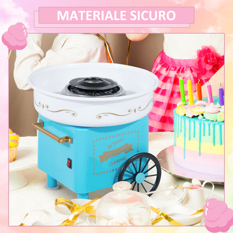 Macchina per Zucchero Filato 450W 30x30x28 cm con Accessori Azzurra