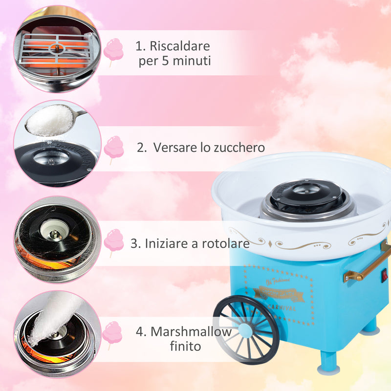 Macchina per Zucchero Filato 450W 30x30x28 cm con Accessori Azzurra