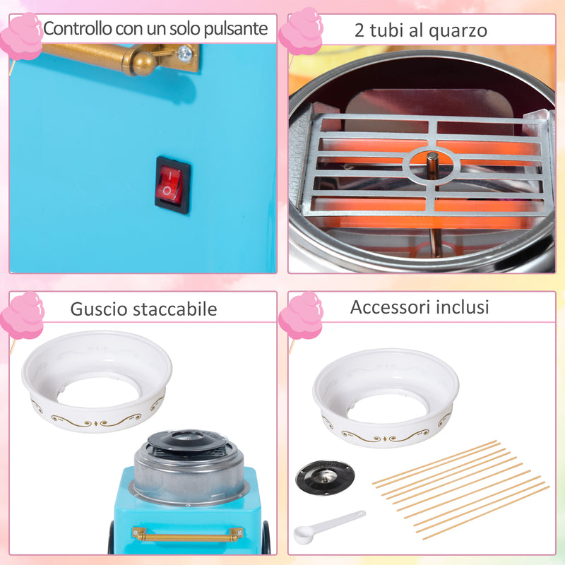 Macchina per Zucchero Filato 450W 30x30x28 cm con Accessori Azzurra