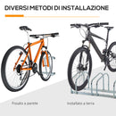 Rastrelliera Porta Biciclette 4 Posti 110x33x27 cm in Acciaio Argento