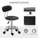 Sgabello per Estetista con 5 Rotelle 38x48x70,5-86 cm Schienale Curvo e Altezza Regolabile Nero