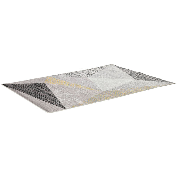 acquista Tapis d'intérieur à poils ras 200x140 cm en polyester gris jaune blanc