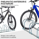 Rastrelliera Porta Biciclette 6 Posti 179x33x27 cm in Acciaio Argento
