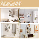Libreria Moderna Sospesa con 5 Cubi Intrecciati 49,5x10,2x86 cm in Legno Bianco