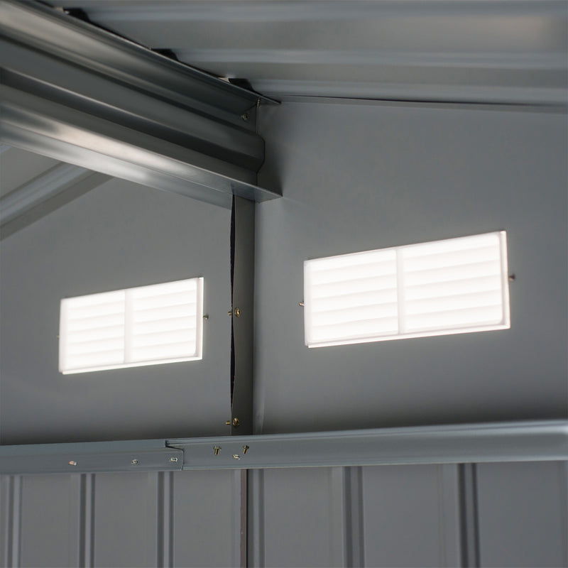 Casetta da Giardino con Doppie Porte Scorrevoli 277x195x192 cm in Acciaio e Polipropilene Argento