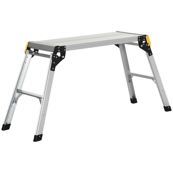 sconto Plateforme de Travail Pliable avec 4 Pieds de Protection 128x41x60 cm en Aluminium Argenté