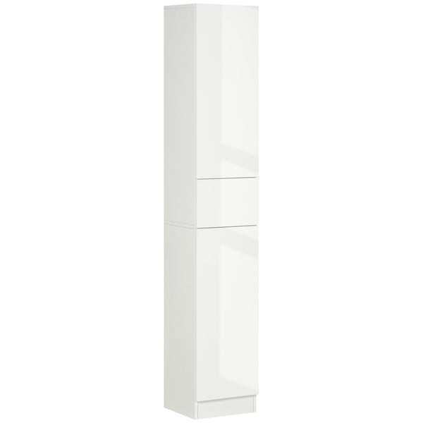 Colonne de Salle de Bain 1 Tiroir 2 Armoires 30x28x170 cm en Aggloméré et MDF Blanc Brillant online