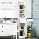Colonna Bagno 1 Cassetto 2 Armadietti 30x28x170 cm in Legno truciolare e MDF Bianco Lucido