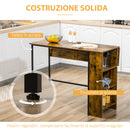 Bancone Bar Pieghevole con Scaffale a 3 Ripiani 120x76x91,4 cm Stile Industriale Marrone e Nero