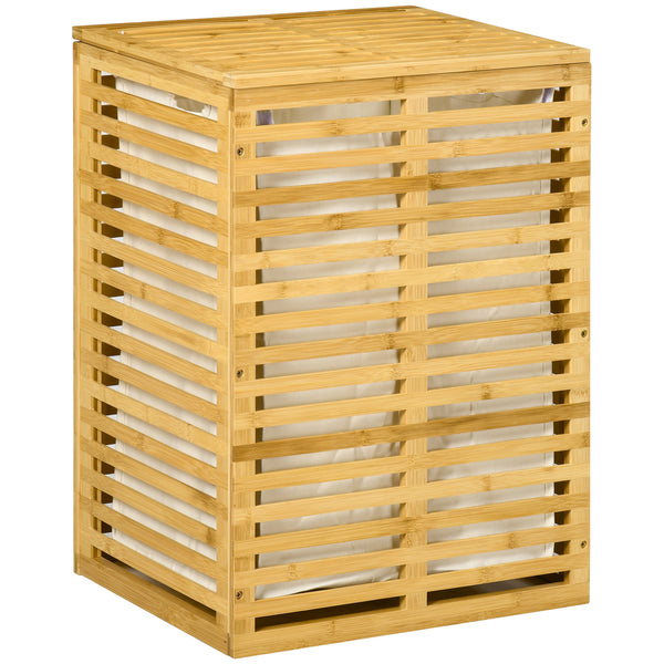 Panier à Linge en Bambou 44x37x62,5 cm avec Couvercle et Sac Polyester Amovible acquista