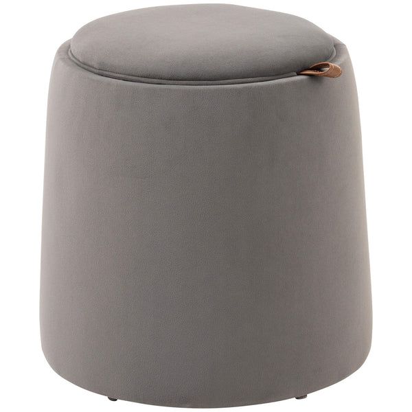 Pouf de Rangement 2 en 1 Convertible en Table Basse Ø44x47,5 cm en Velours Gris sconto