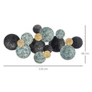 Decorazione Murale 3D in Metallo 133x66 cm Wall Art a Cerchi  Blu Nero e Oro
