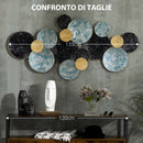 Decorazione Murale 3D in Metallo 133x66 cm Wall Art a Cerchi  Blu Nero e Oro
