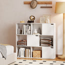 Libreria a Cubi con 6 Sezioni Aperte e 3 Chiuse 106x24x95 cm in Legno Bianco      