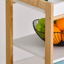 Carrello da Cucina 40x30x76 cm in MDF e Legno di Pino Bianco e Marrone