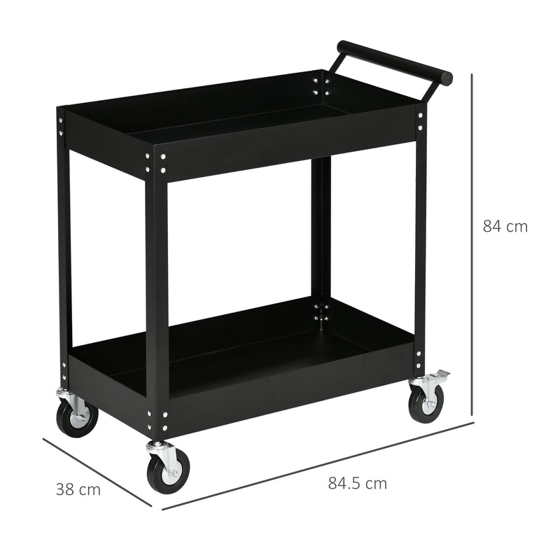Carrello Porta Attrezzi Utensili da Lavoro 84,5x38x84 cm in Acciaio Nero