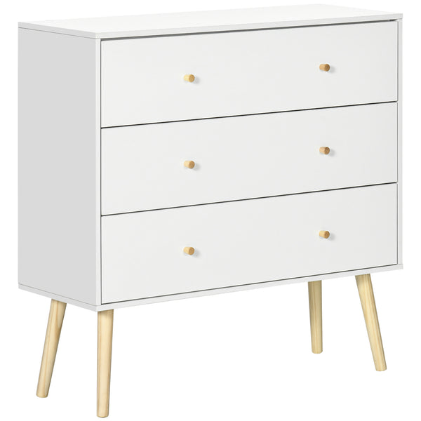 sconto Commode 3 Tiroirs et Plateau 80x30x80 cm en Aggloméré et Pin Blanc