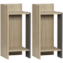 Set 2 Comodini Ripiano Aperto 27x25x60 cm in Truciolato Grigio e Legno Naturale