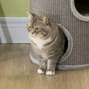 Cuccia per Gatti Tiragraffi 3 Ripiani Ø38x70 cm in Sisal e Peluche Grigio Chiaro