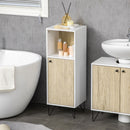 Mobile Bagno Ripiano Aperto 1 Anta 31,5x30x91 cm in Legno Quercia e Bianco