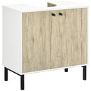 Mobile  Sotto Lavabo 60x30x60 cm in Truciolato e Acciaio Bianco e Rovere